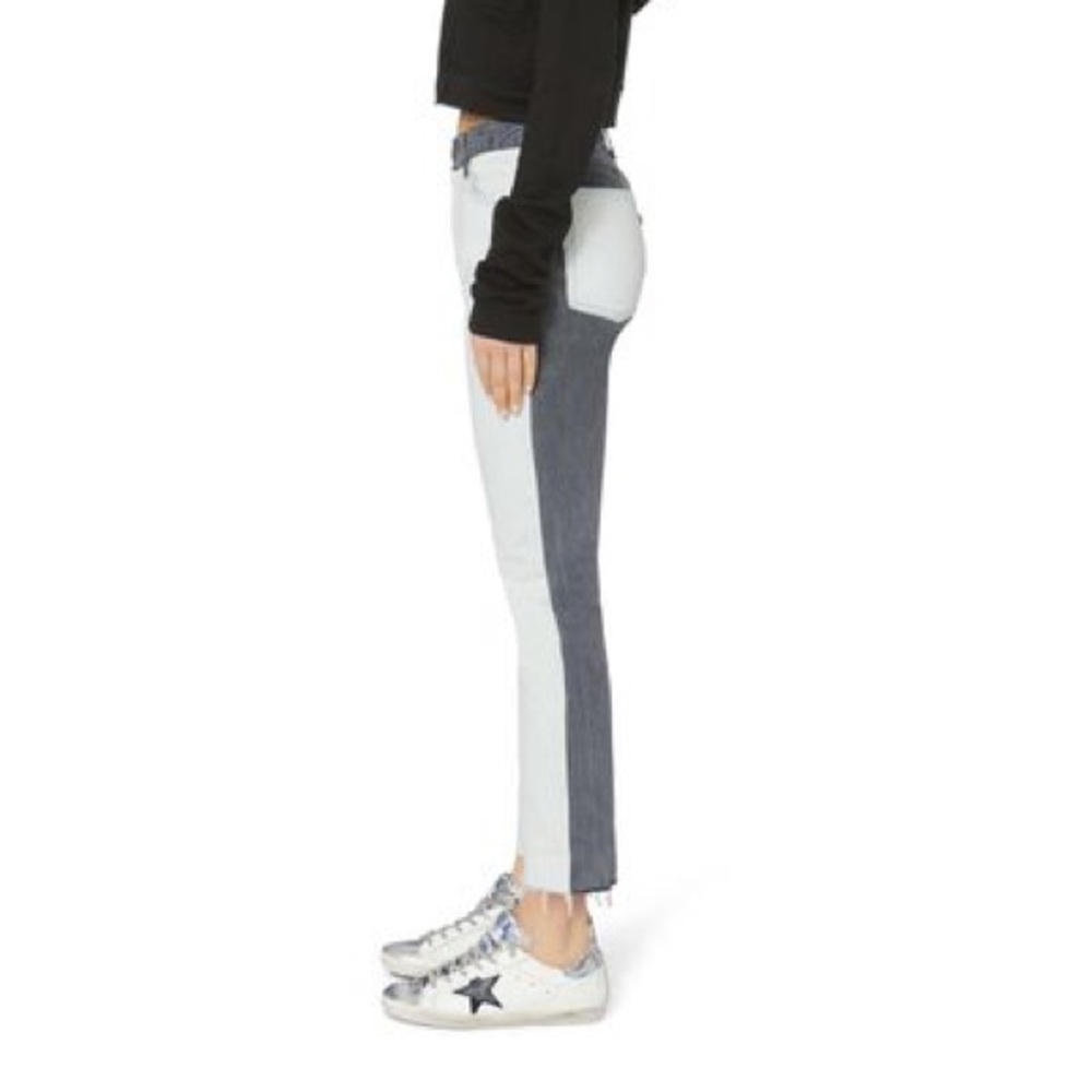 re/done High-rise Two-tone Ankle Crop Jeans